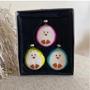 SET OF Beautiful teardrop little face holiday Christmas tree ornaments set of 3